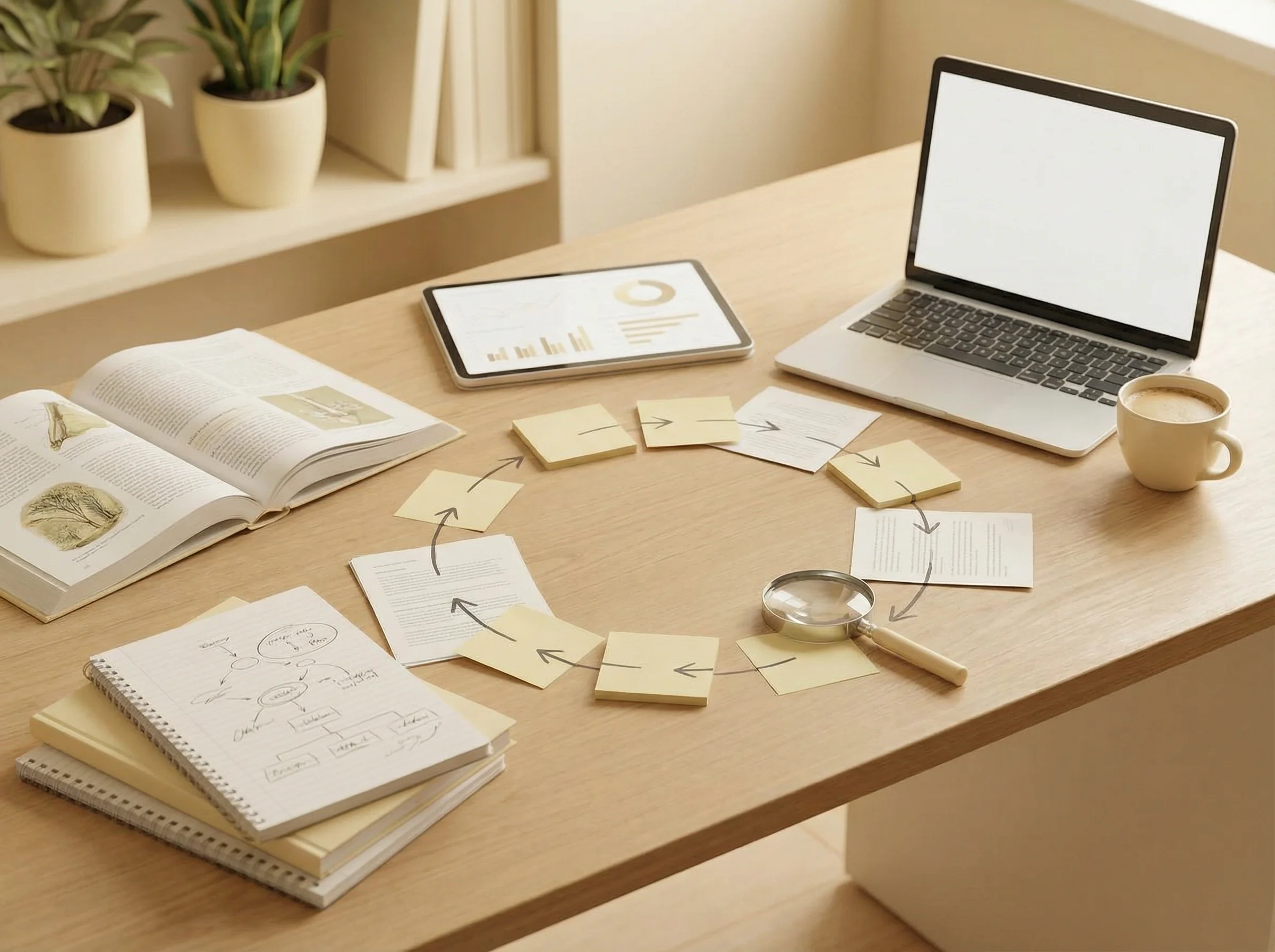 Процесс создания образовательных материалов, исследование и редактура, 800x600